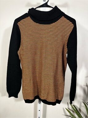 N23. Vintage Bayer Dralon Wool Blend Striped Turtleneck Sweater